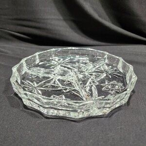 Antique Covetro Italy Prescut Glass Star of David 3 Sect Divided Relish 6" Dish